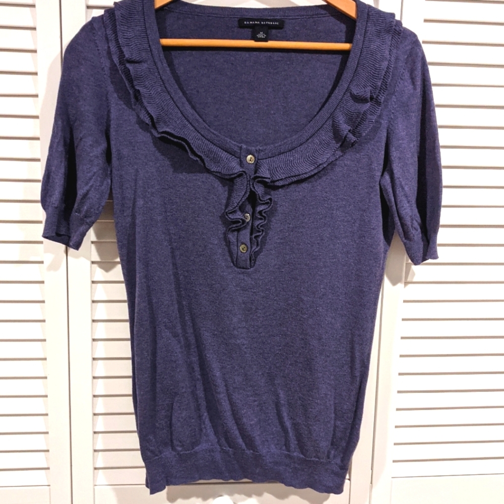 Banana Republic Short Sleeve Ruffle Sweater